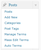 Screenshot of simple tags plugin