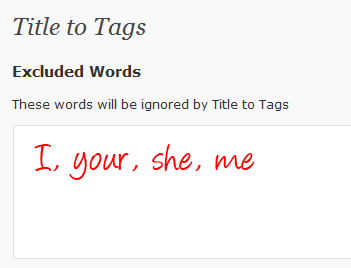 screenshot of title to tags plugin