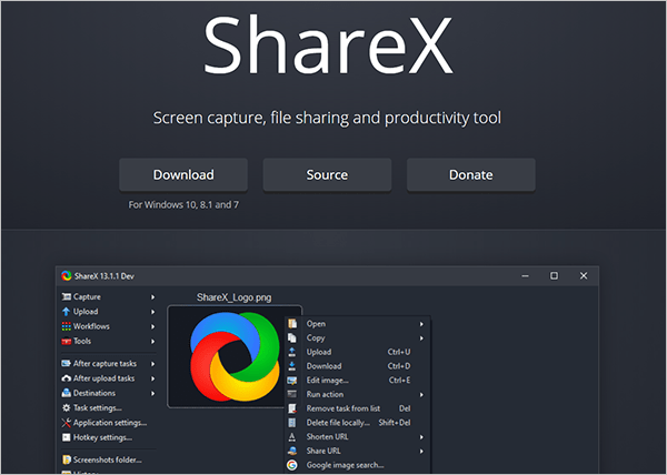 ShareX - screen capture tool.