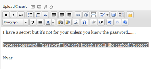 pw-protect3 text with password shortcode