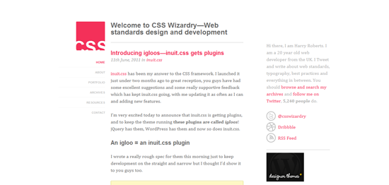 csswizardry CSS wizardry desktop version