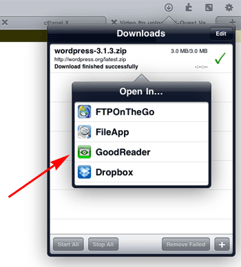 transfer the file to goodreader