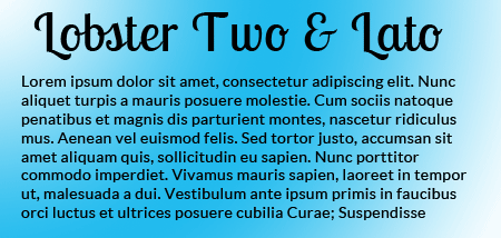 Lobster Two and Lato fonts