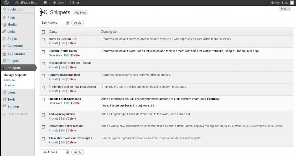 Code Snippets Code Snippets