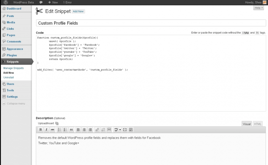 Code Snippets Code Snippets