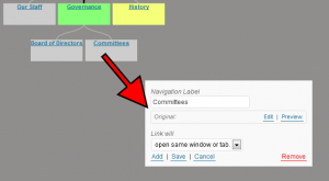 WordPress Menu Tree-Screenshot of menu item detail dialog
