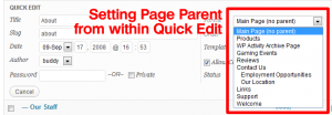 Page Order-Screenshot of Quick Edit for pages