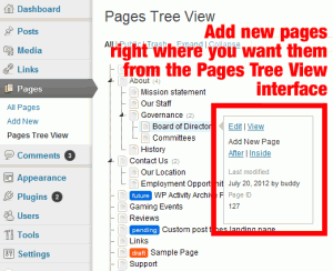 Page Order-Screenshot of Pages Tree View typical layout