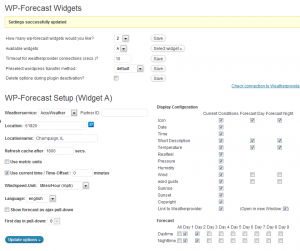 WordPress Weather Widget-Screenshot of wp-forecast settings page