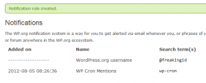 WordPress.org Notifications-Screenshot of active notifications list