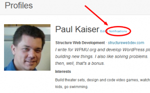 WordPress.org Notifications-Screenshot showing notifications management link