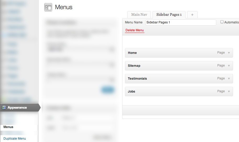 1 - Current WordPress Menus