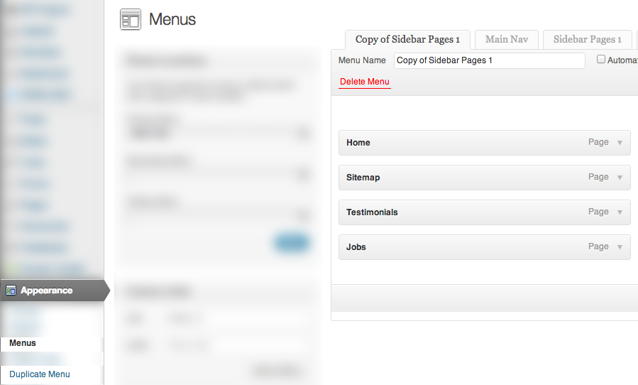 5 - Success! Viewing the List of All Menus, One of which is the Duplicate