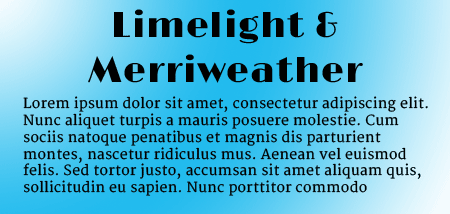 Limelight and Merriweather Google Fonts