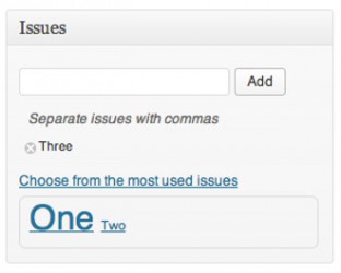 Screengrab of the issues metabox on the post edit page