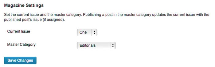 Screen grab of the customised settings page