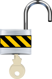 Padlock opened with a key.