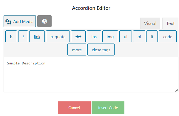 Image of the WYSIWYG editor you can use to add your content