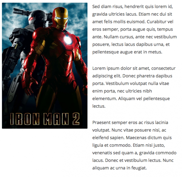 Screengrab showing two equal columns with an image in one