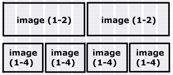 Mockup of a 2 and 4 image grid