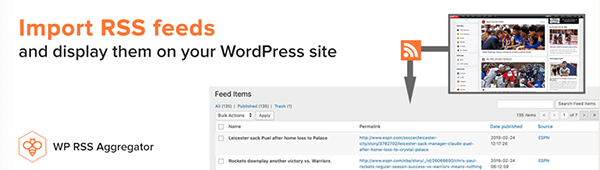 WP RSS Aggregator header.