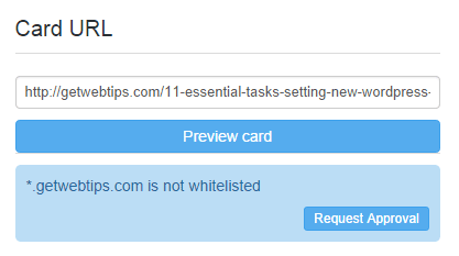 Request Twitter Card Approval