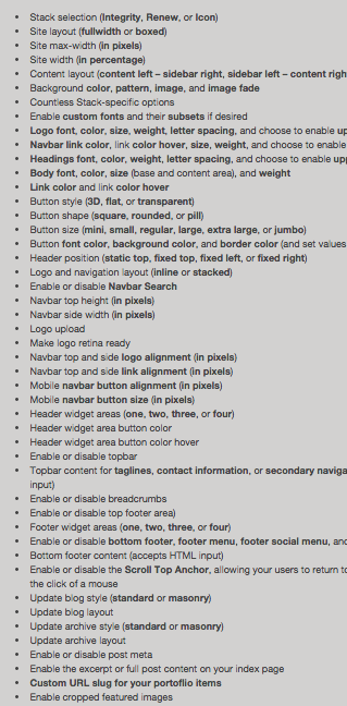 Theme features