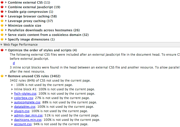 Dev tools page audit