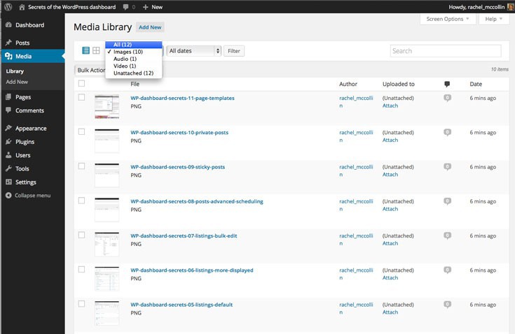 Media Library - just images displayed