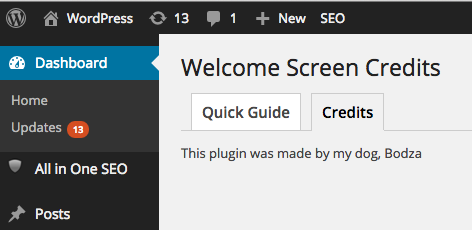 Credit screen tabs