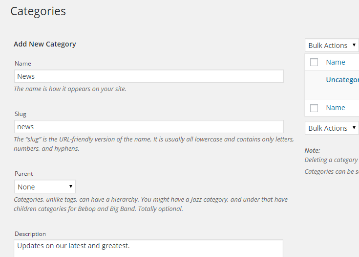 Adding a new "news" category.