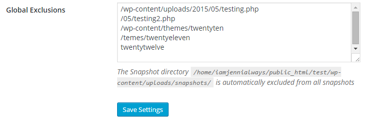 File paths have been added to the "Global Extensions" section of the settings page. Fuller and shorter file paths have been used.