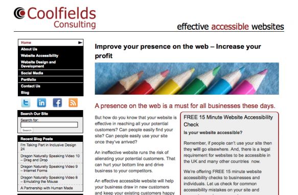 Coolfields website home page