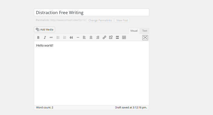 The distraction free writing mode in action.