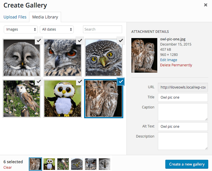 Uploading pictures to a gallery