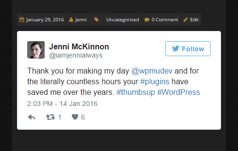 A tweet is displayed well on a mobile screen.