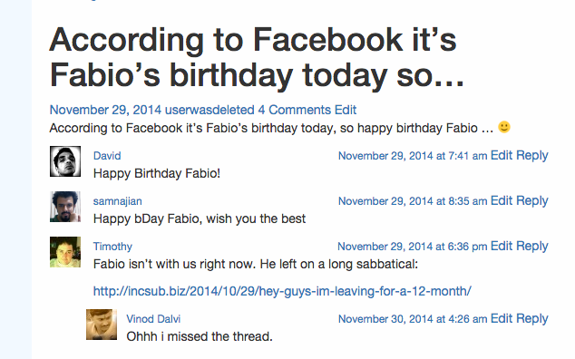 Yeah, so Fabio has already left the company... Whoops.