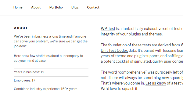Page with sidebar.