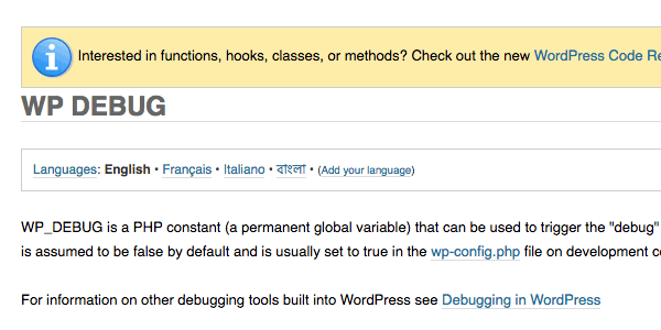 WP_DEBUG image