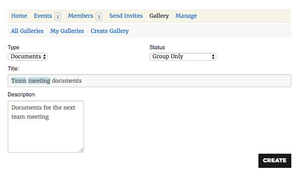 Creating a gallery for a BuddyPress group