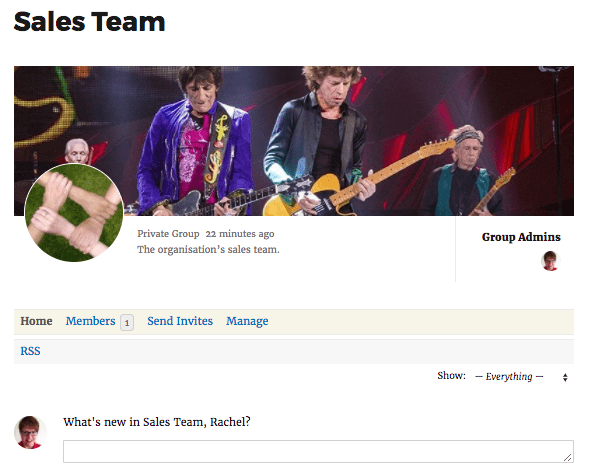 a BuddyPress group screen