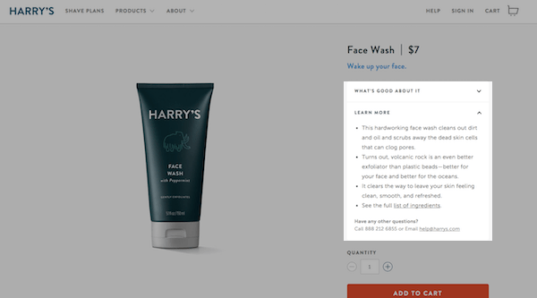 Harry's eCommerce Product Page