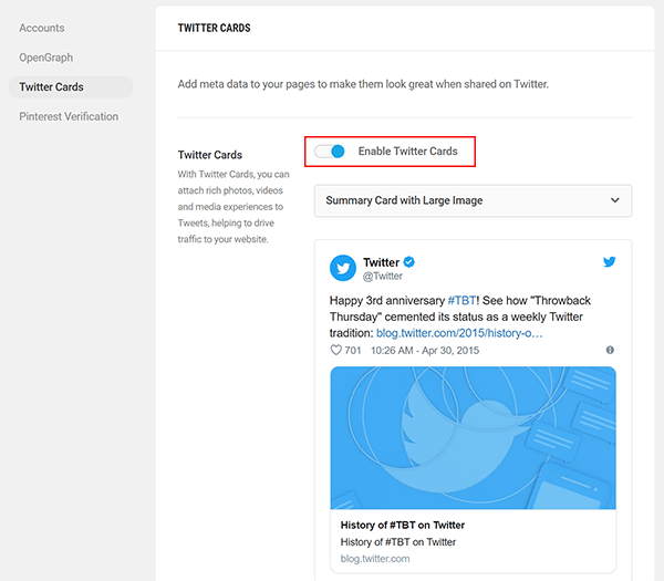 Screenshot of SmartCrawl Twitter Settings