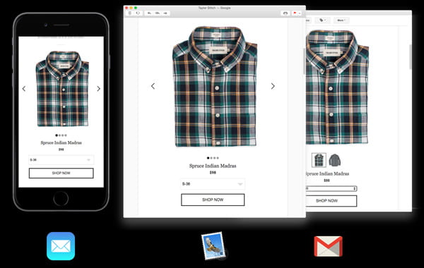 Interactive emails with checkout feature directly in the inbox
