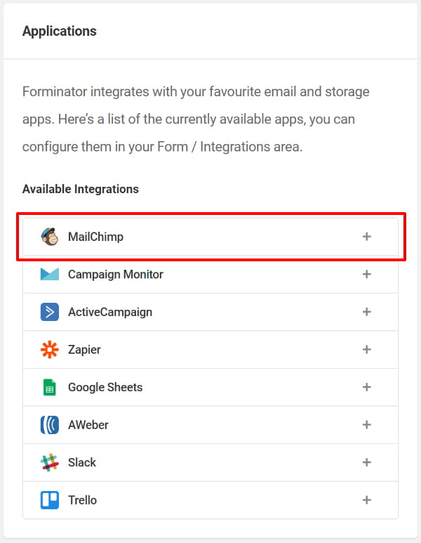 Forminator Mailchimp integration.