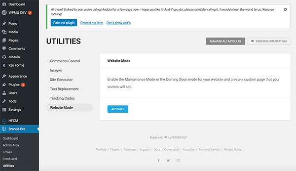 Utilities in Branda for WordPress.