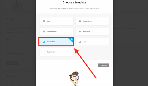 New registration form in WordPress.