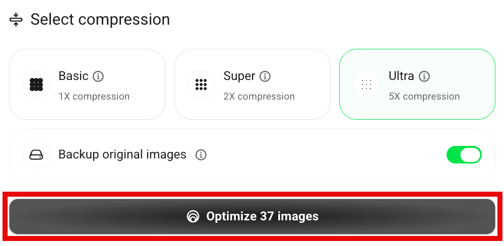 Button to bulk optimize images