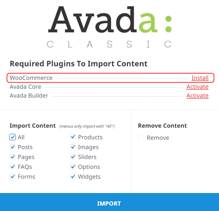 Avada Classis theme