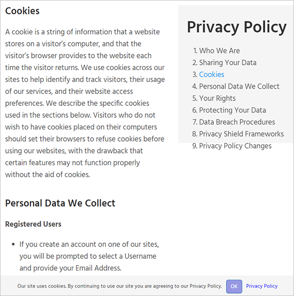 Cookies notice.